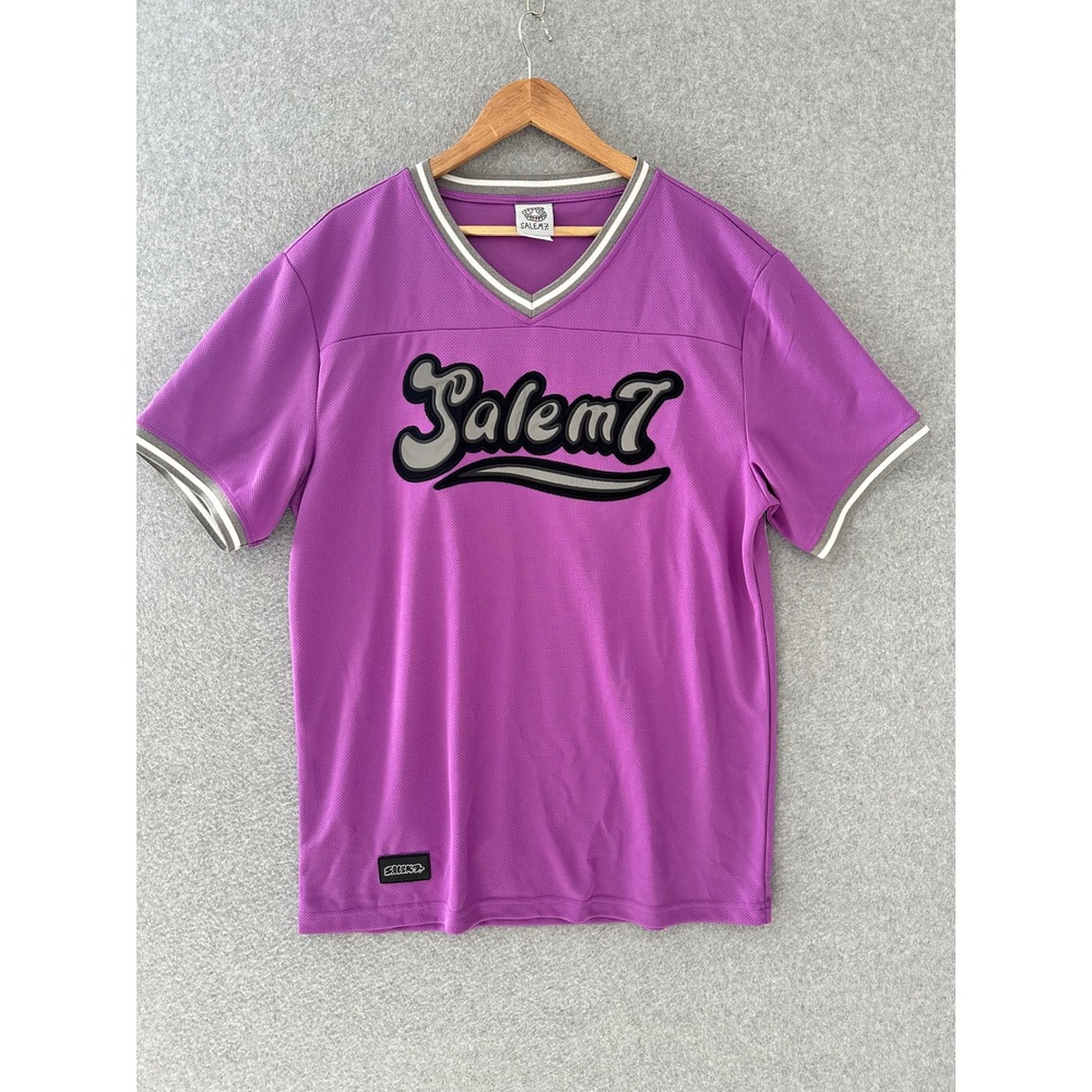 Salem7 Jersey Unisex XL Purple Mesh V-Neck Logo Streetwear Top NEW